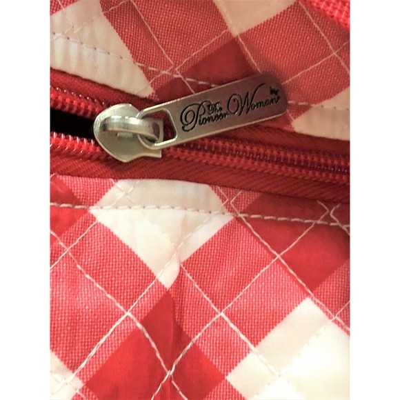 Pioneer Woman Quilted Weekender Travel Bag Red Gingham Charming Check Plaid New - Picture 6 of 13